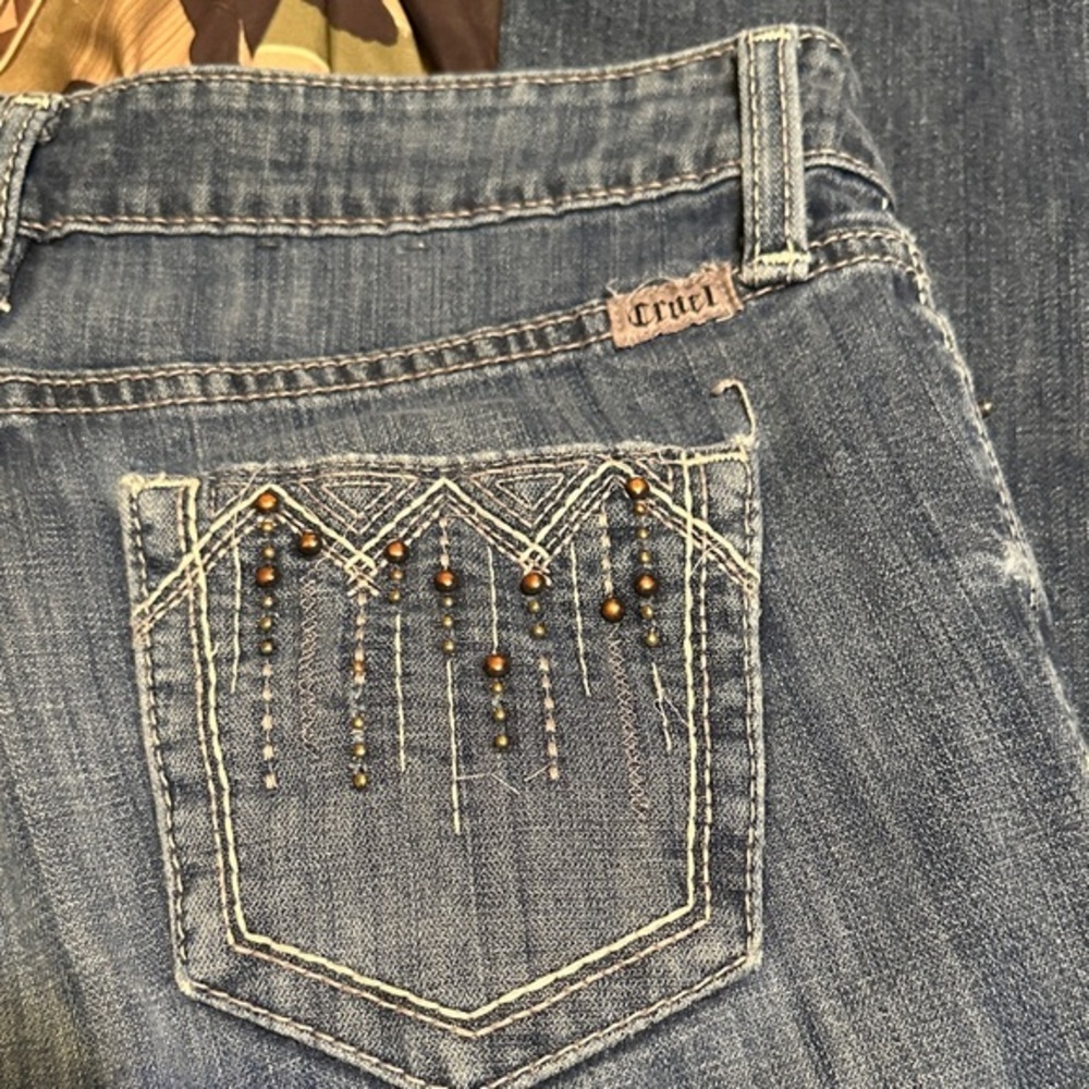 765.  Cruel Girl Blue Boot Cut Jeans with Embellished Pocket